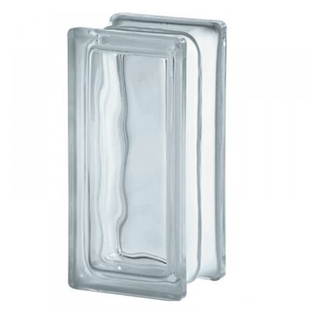19x9x8cm yarım şeffaf dalgalı cam tuğla