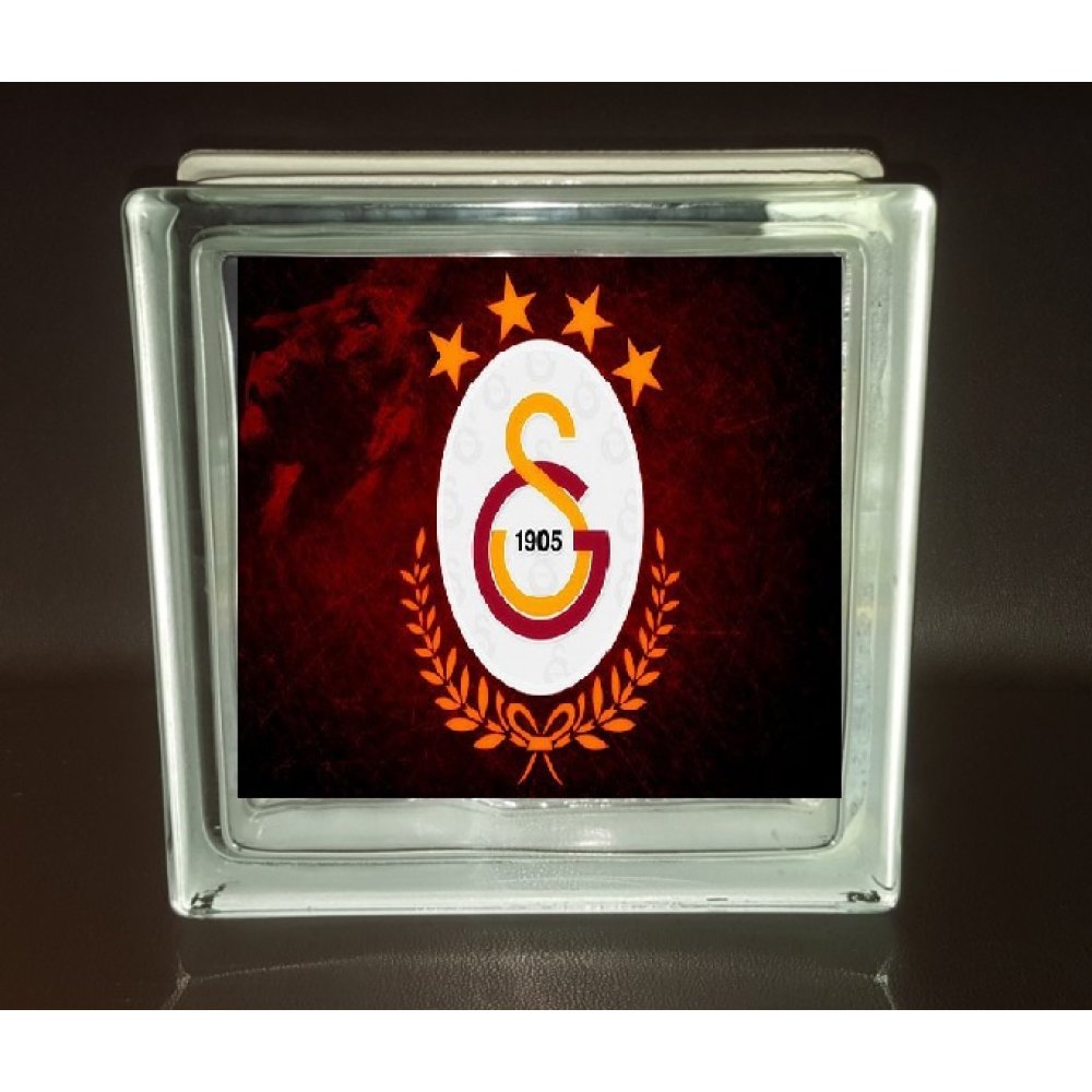 dekoratif cam tugla 19x19x8cm galatasaray yıldız