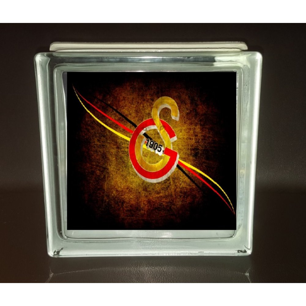 dekoratif cam tugla 19x19x8cm galatasaray